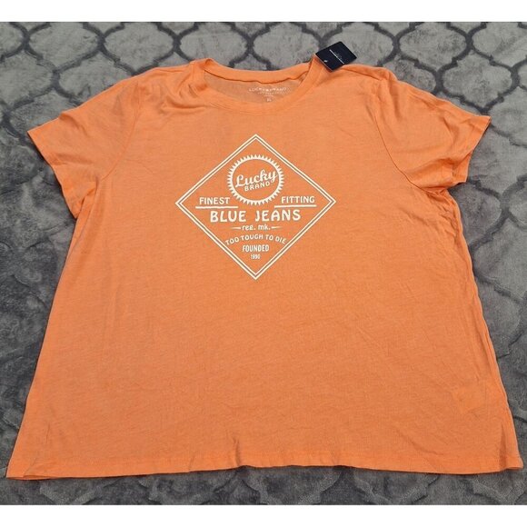 NWT Lucky Brand Orange Graphic Tee XL - Picture 1 of 5